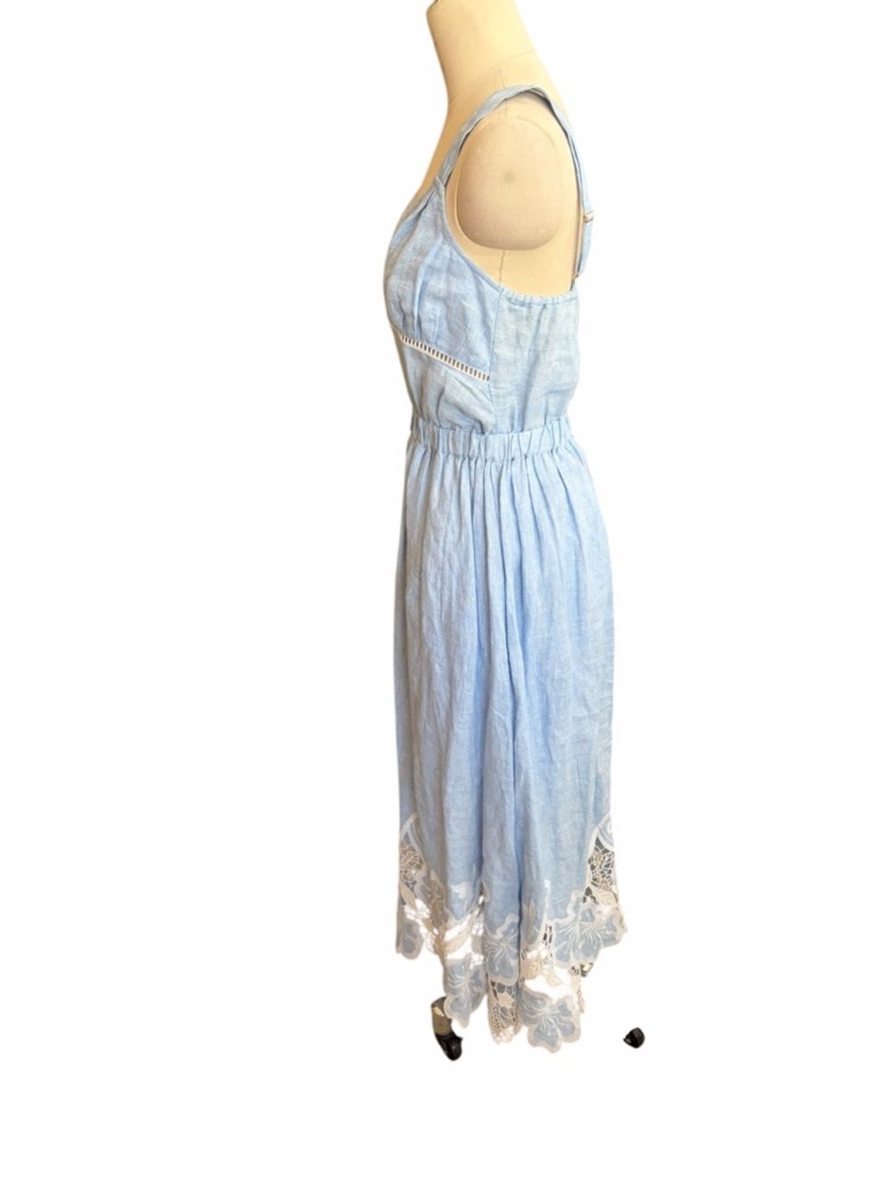 Ramy Brook Aubriella Linen Lace-Trimmed Midi-Dress size small - Picture 4 of 8
